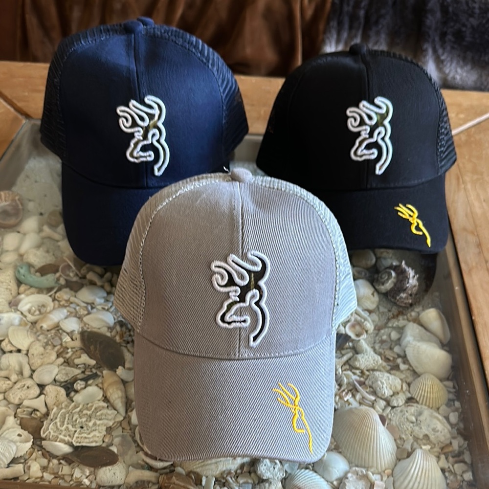 Men's Cap Set - Black, Gray, and Blue embroidered Deer Trucker Hats